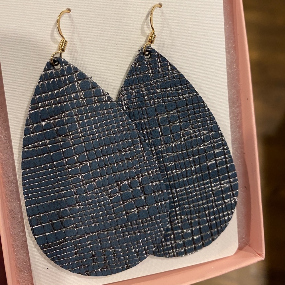 Nickel & Suede Oxford Trellis Teardrop earrings